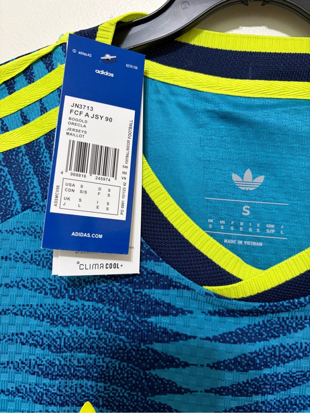adidas Teal & Neon Yellow Men’s Soccer Jersey - Picture 5 of 10
